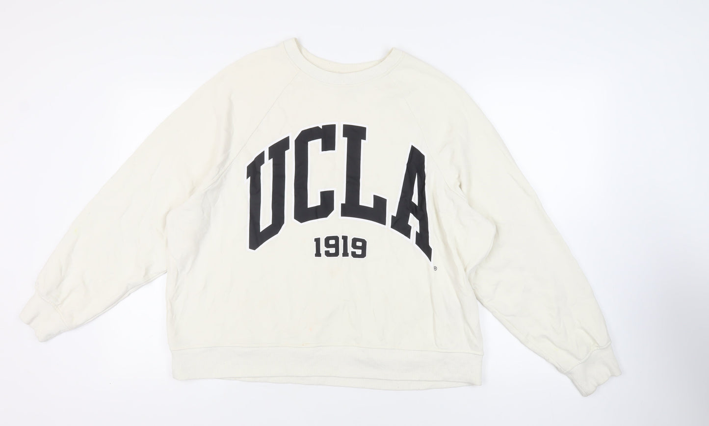 H&M Womens Ivory Cotton Pullover Sweatshirt Size L Pullover - UCLA