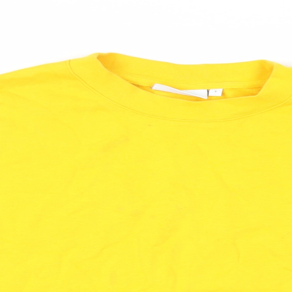 Weekday Womens Yellow Cotton Pullover Sweatshirt Size S Pullover