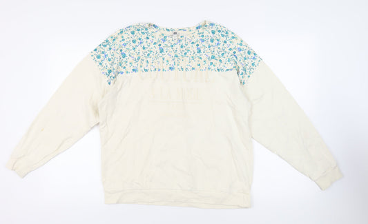 River Island Womens Ivory Floral Cotton Pullover Sweatshirt Size M Pullover