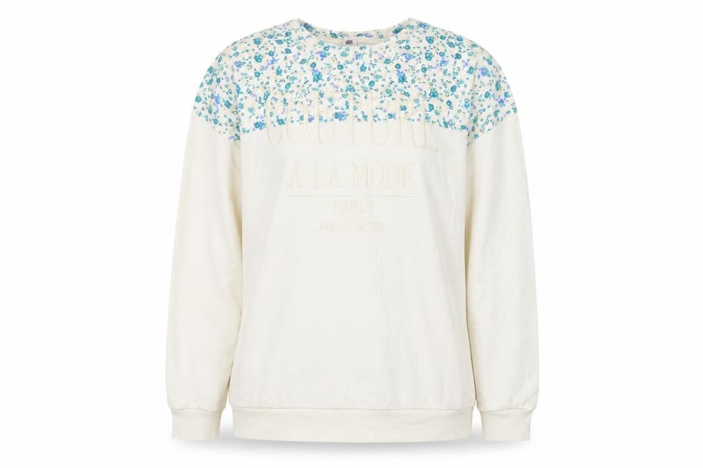 River Island Womens Ivory Floral Cotton Pullover Sweatshirt Size M Pullover