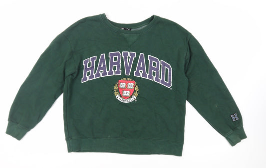 Zara Womens Green Cotton Pullover Sweatshirt Size M Pullover - Harvard