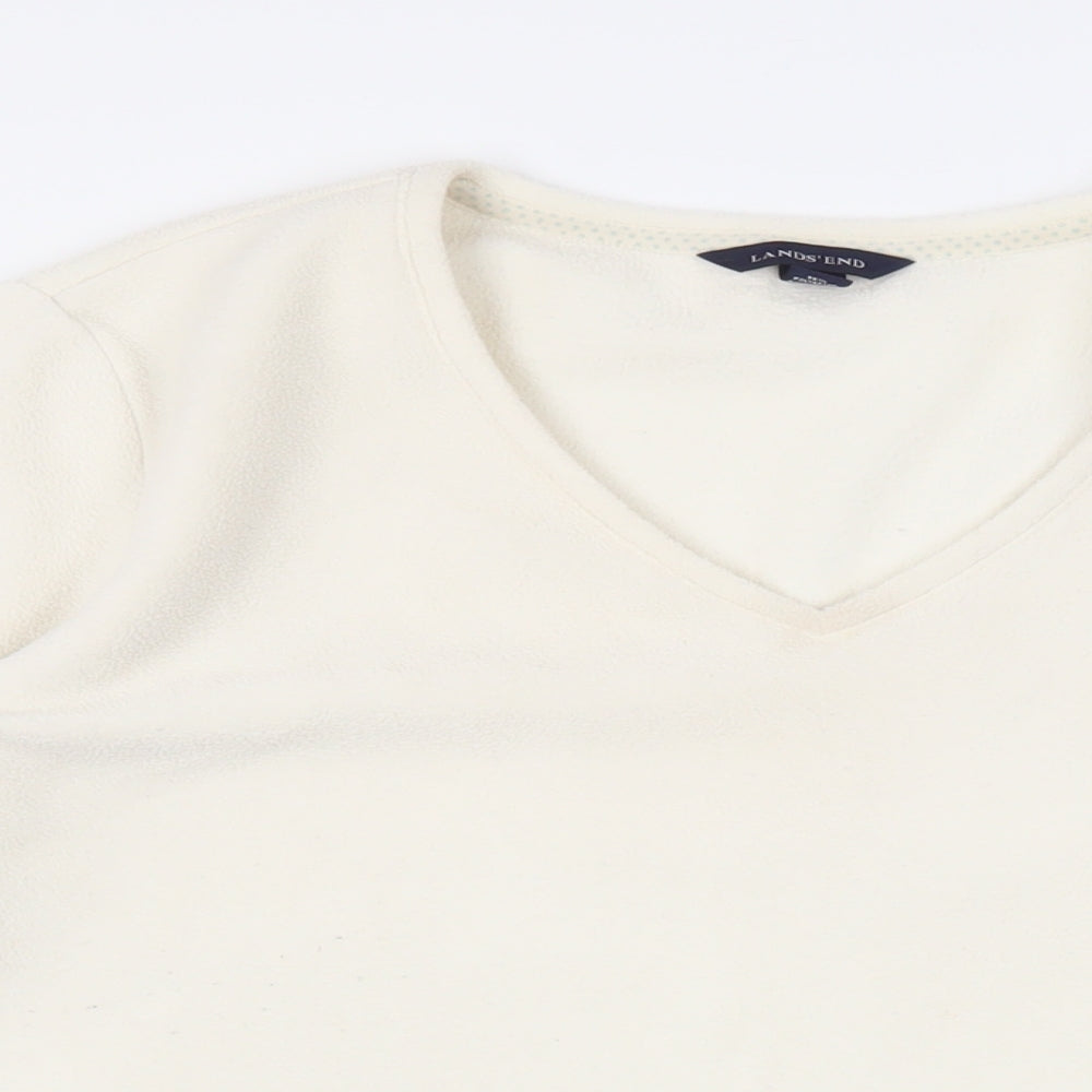Lands' End Womens Ivory Polyester Pullover Sweatshirt Size L Pullover