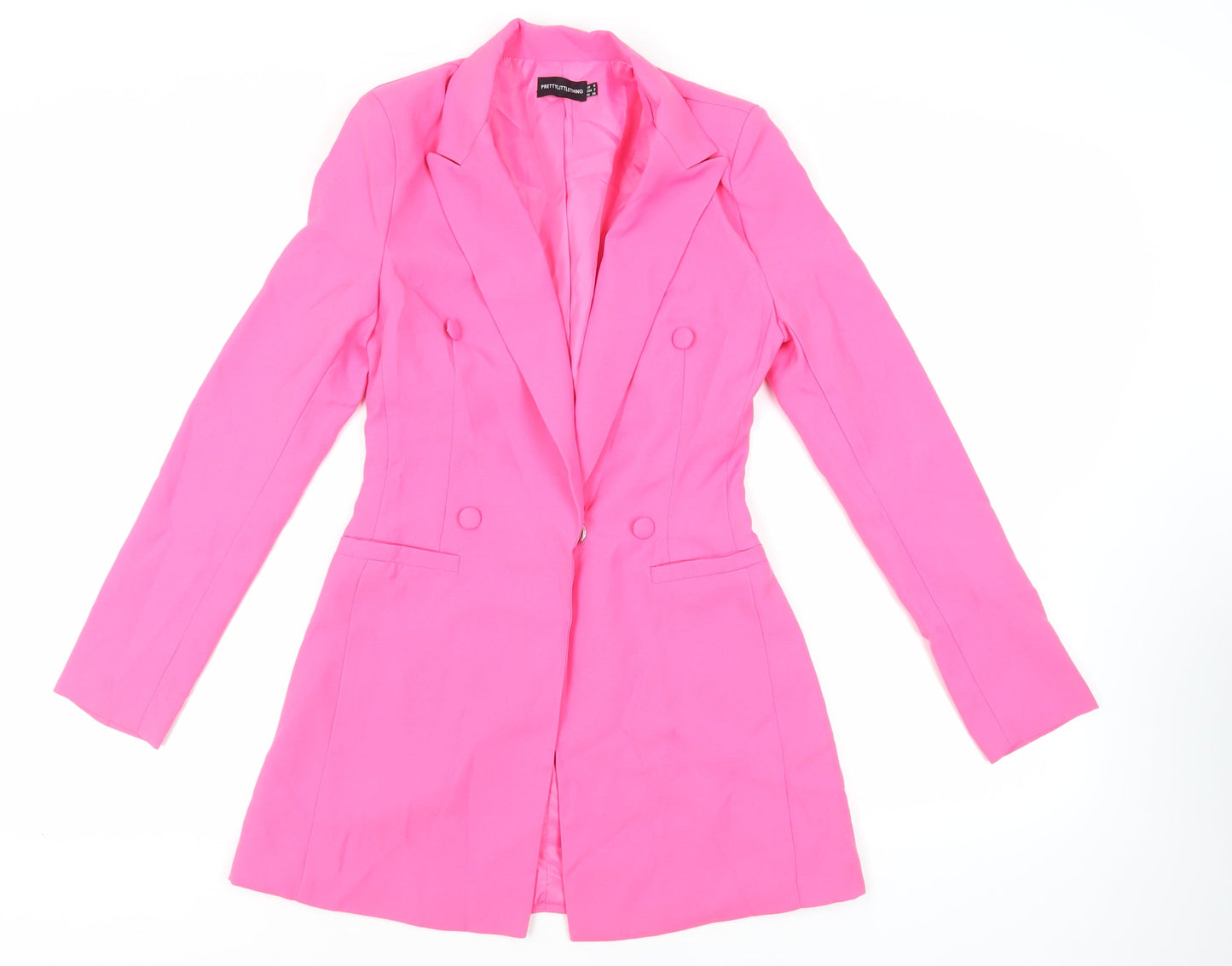 PRETTYLITTLETHING Womens Pink Jacket Blazer Size 6 Snap