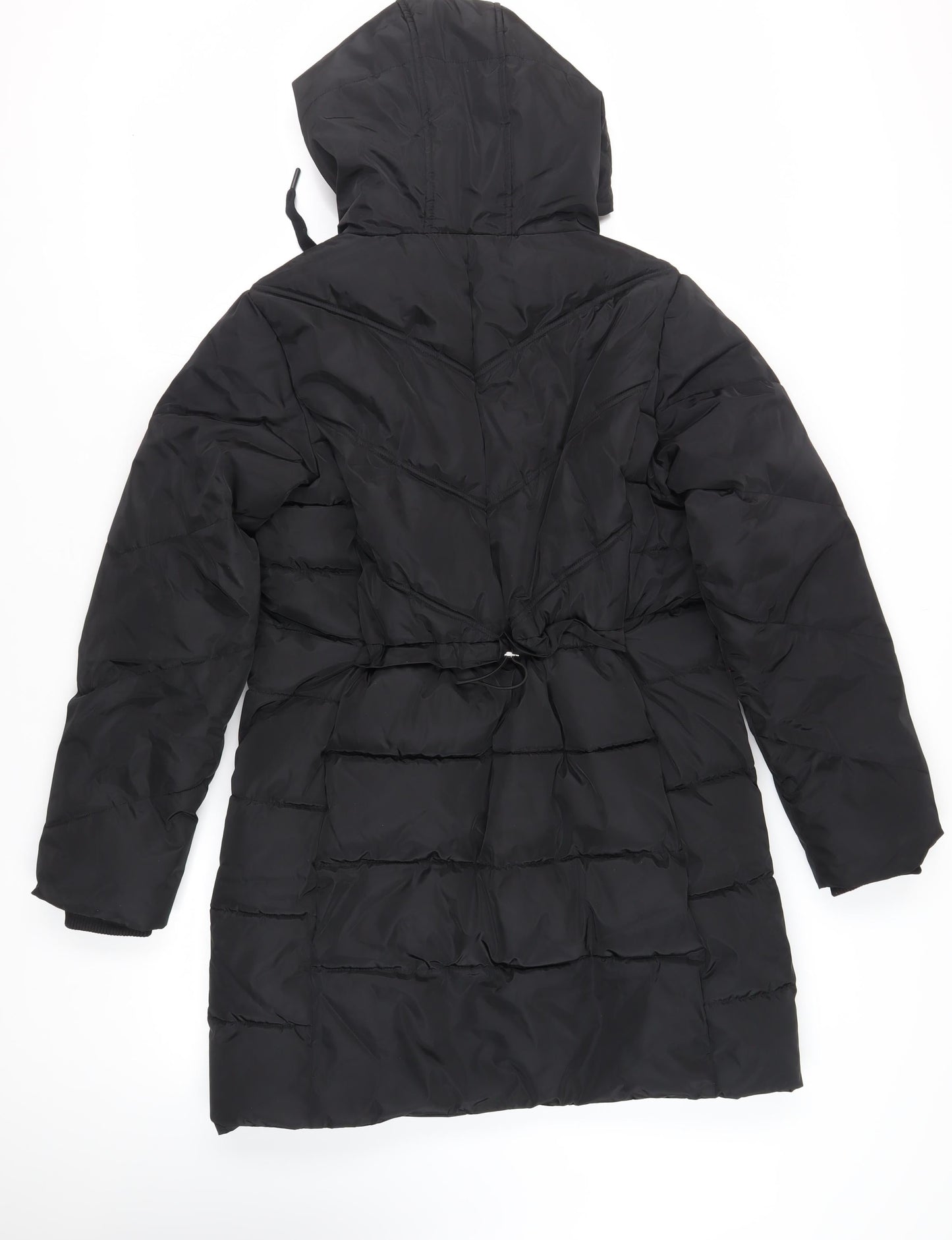 Capsule Womens Black Quilted Coat Size 12 Zip - Hooded