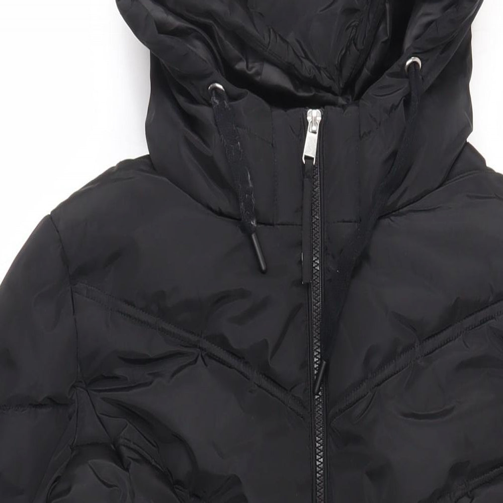 Capsule Womens Black Quilted Coat Size 12 Zip - Hooded