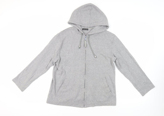 House of Fraser Womens Grey Cotton Full Zip Hoodie Size M Zip