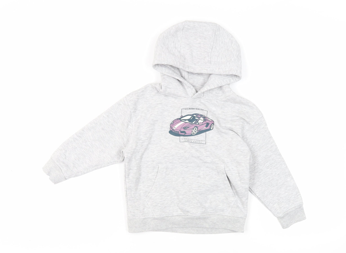NEXT Boys Grey Cotton Pullover Hoodie Size 5 Years Pullover - Sports Car