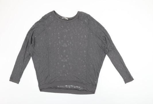 Label Lab Womens Grey Geometric Polyester Basic T-Shirt Size 16 Round Neck