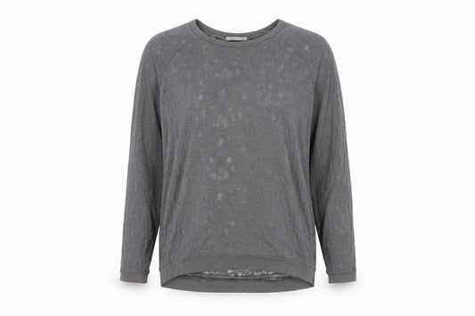 Label Lab Womens Grey Geometric Polyester Basic T-Shirt Size 16 Round Neck