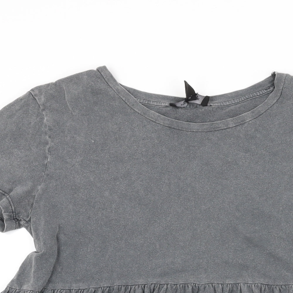 New Look Womens Grey Cotton Basic T-Shirt Size 10 Round Neck