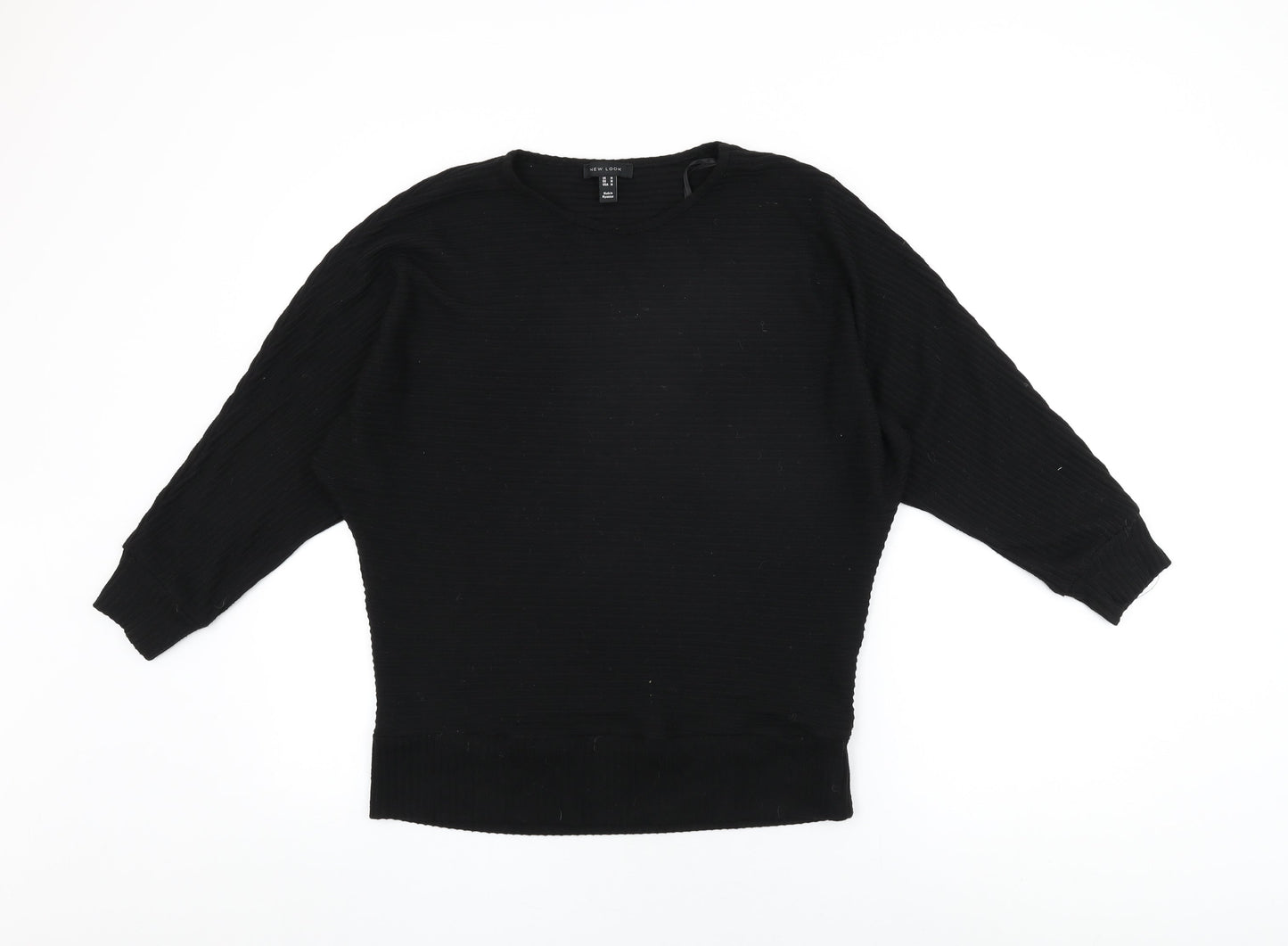New Look Womens Black Polyester Basic T-Shirt Size M Round Neck
