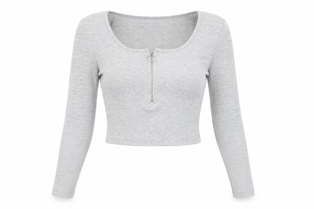 Missguided Womens Grey Polyester Cropped T-Shirt Size 8 Square Neck