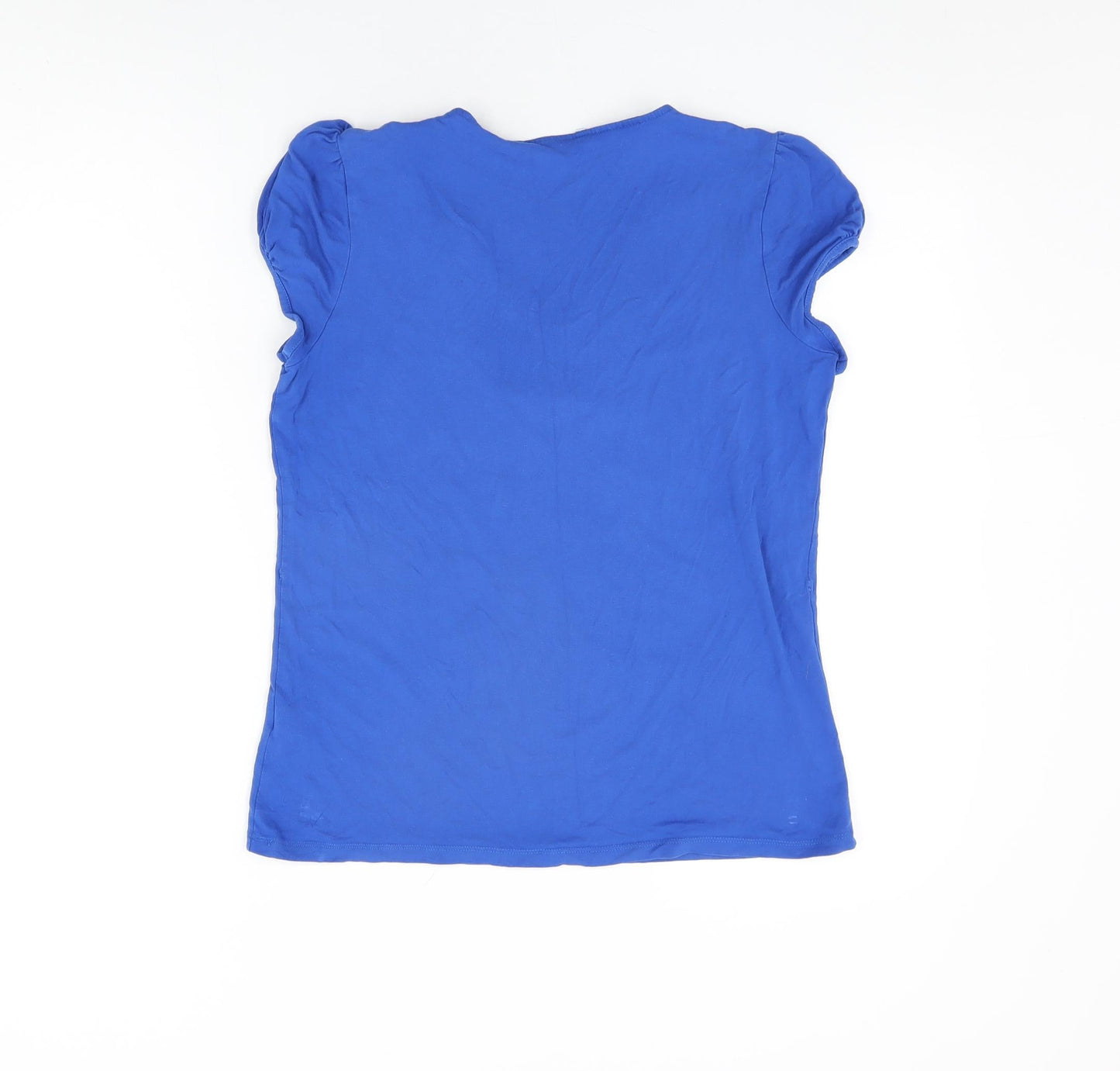 Debenhams Womens Blue Viscose Basic T-Shirt Size 14 V-Neck
