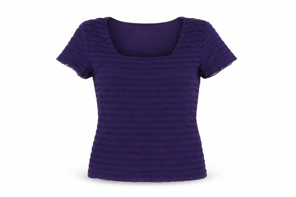 Kaliko Womens Purple Cotton Basic T-Shirt Size 14 Square Neck