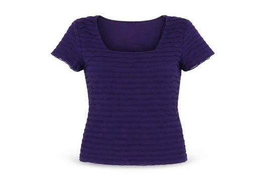 Kaliko Womens Purple Cotton Basic T-Shirt Size 14 Square Neck
