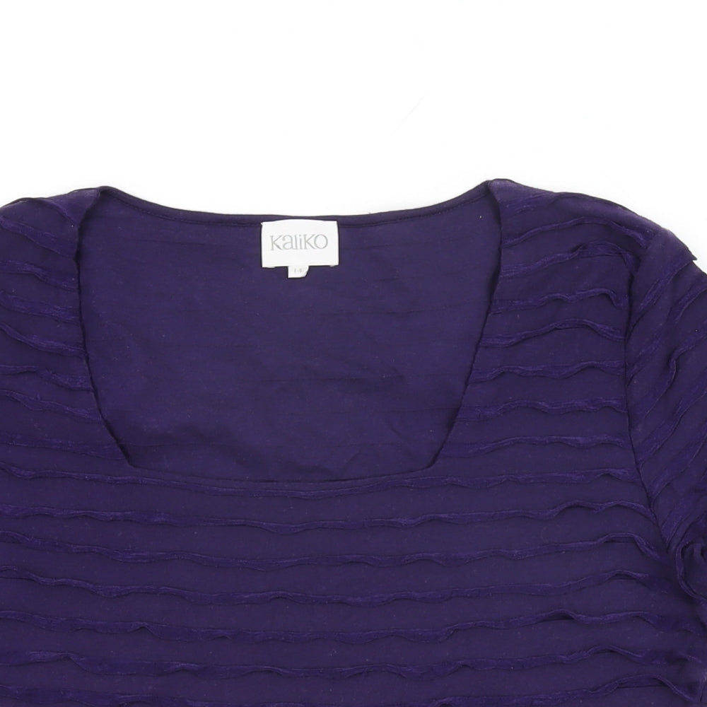 Kaliko Womens Purple Cotton Basic T-Shirt Size 14 Square Neck