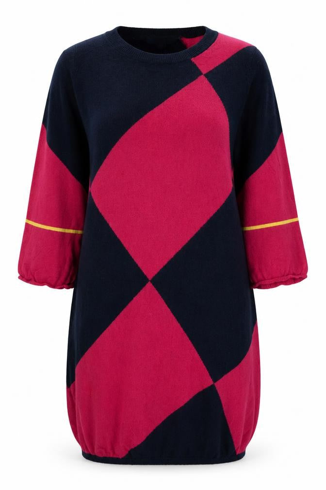 NEXT Womens Pink Geometric Cotton Shift Size 16 Round Neck Pullover
