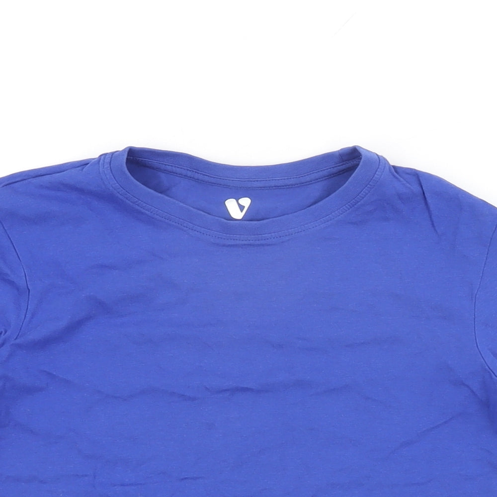 Very Boys Blue Cotton Basic T-Shirt Size 9 Years Round Neck Pullover