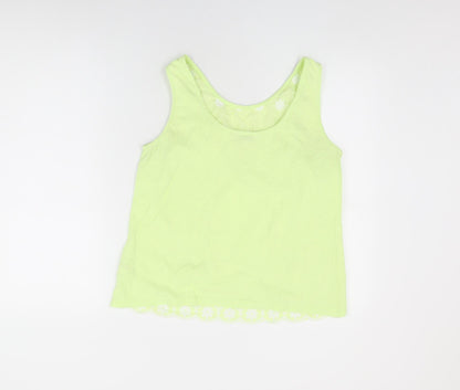 Next Womens Green Floral Cotton Basic T-Shirt Size 14 Round Neck