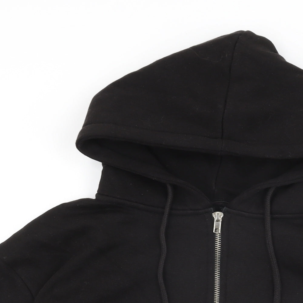 PRETTYLITTLETHING Womens Black Cotton Full Zip Hoodie Size M Zip