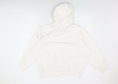 H&M Womens White Cotton Pullover Hoodie Size S Pullover