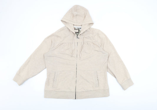 BM Collection Womens Beige Cotton Full Zip Hoodie Size M Zip