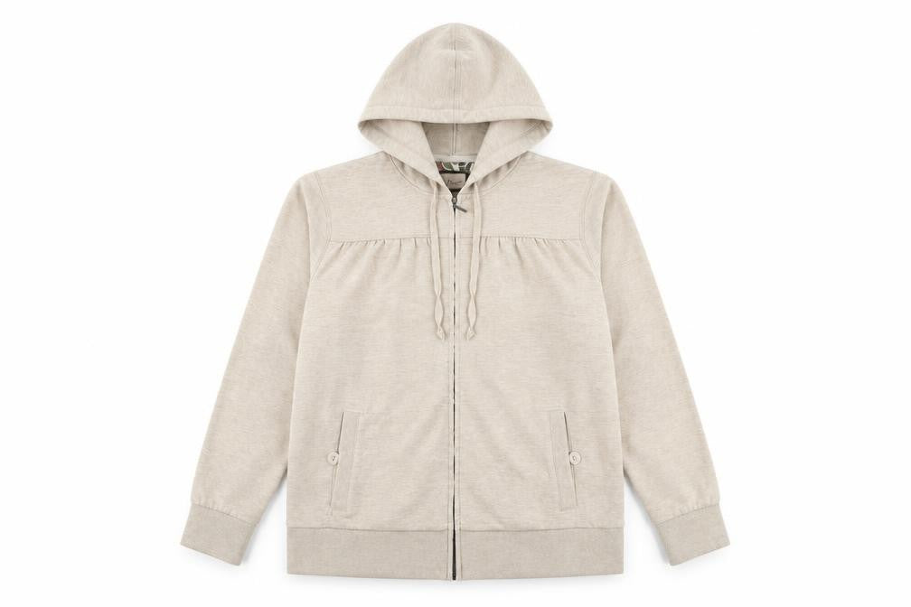 Bonmarché Womens Beige Cotton Full Zip Hoodie Size M Zip