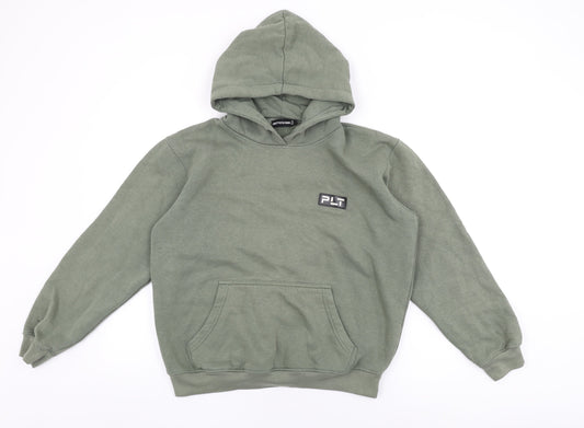 PRETTYLITTLETHING Womens Green Cotton Pullover Hoodie Size 10 Pullover
