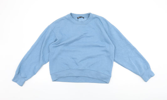 Zara Womens Blue Cotton Pullover Sweatshirt Size M Pullover