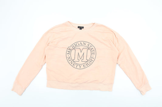 New Look Womens Pink Cotton Pullover Sweatshirt Size 16 Pullover - Michigan State