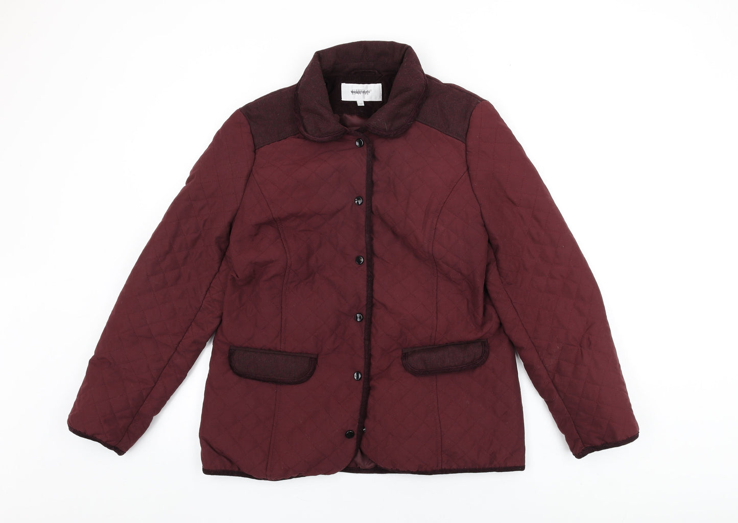 EWM Womens Red Quilted Coat Size 14 Snap