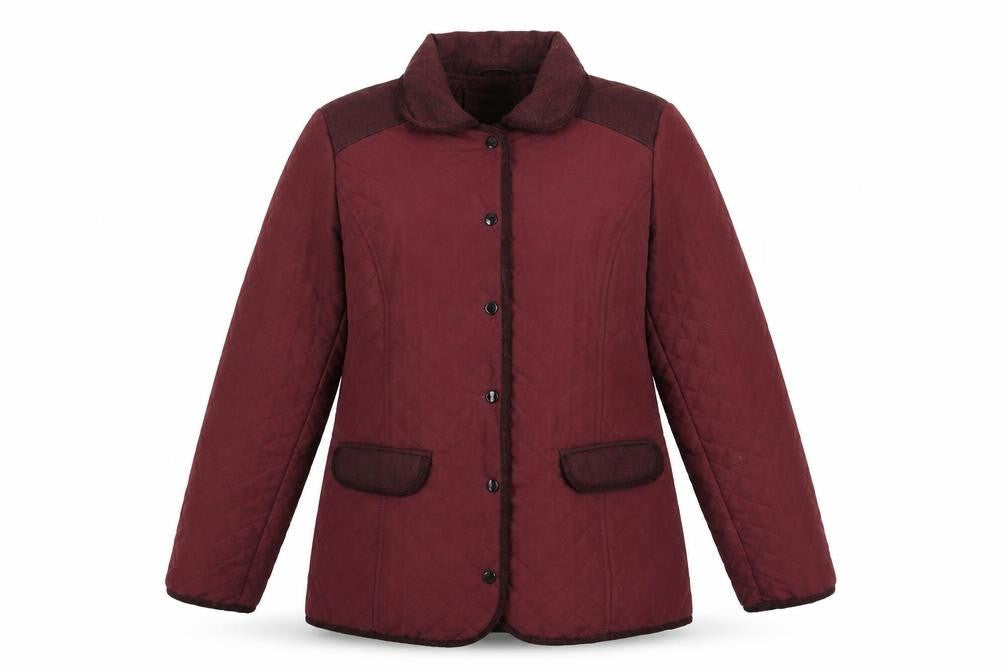 EWM Womens Red Quilted Coat Size 14 Snap