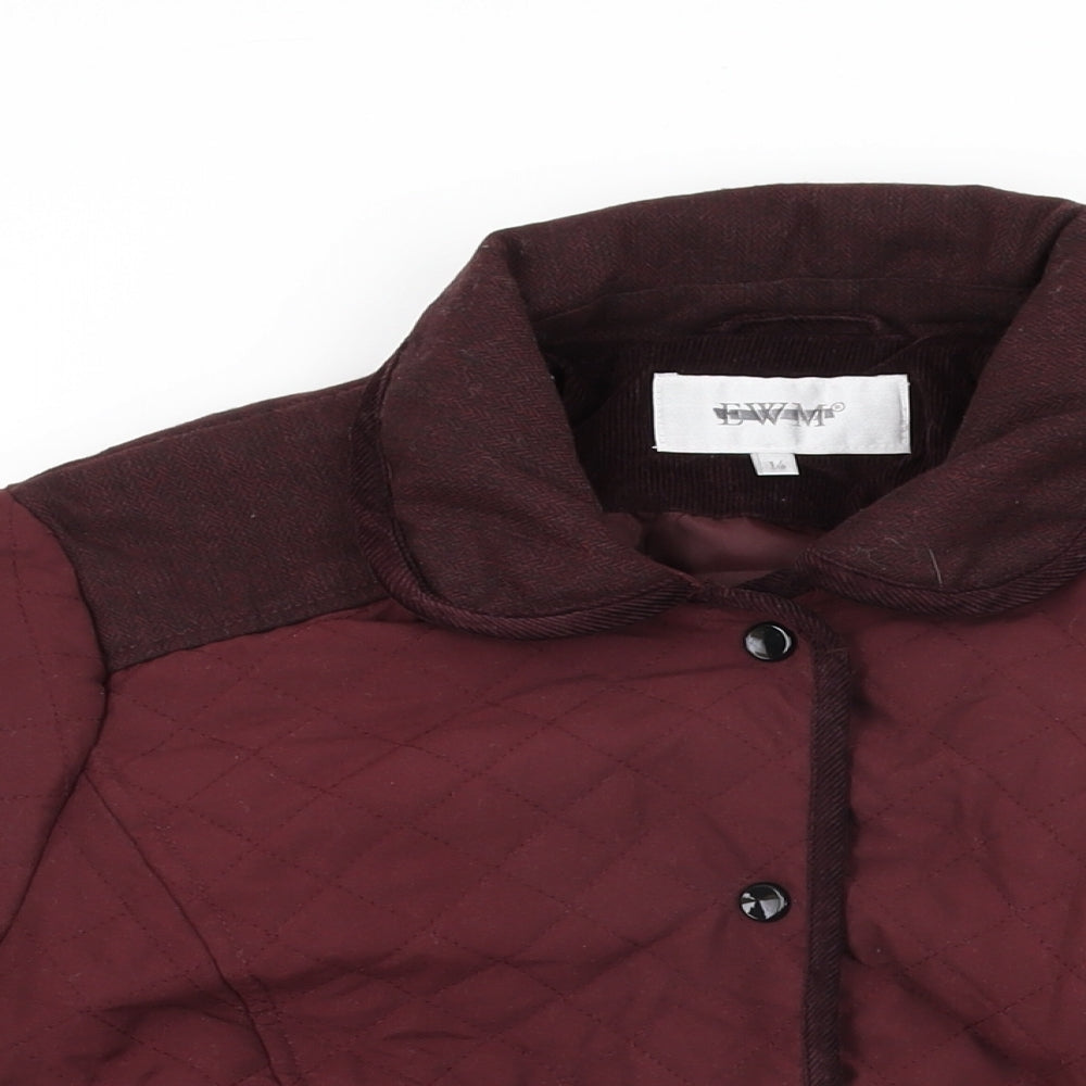 EWM Womens Red Quilted Coat Size 14 Snap