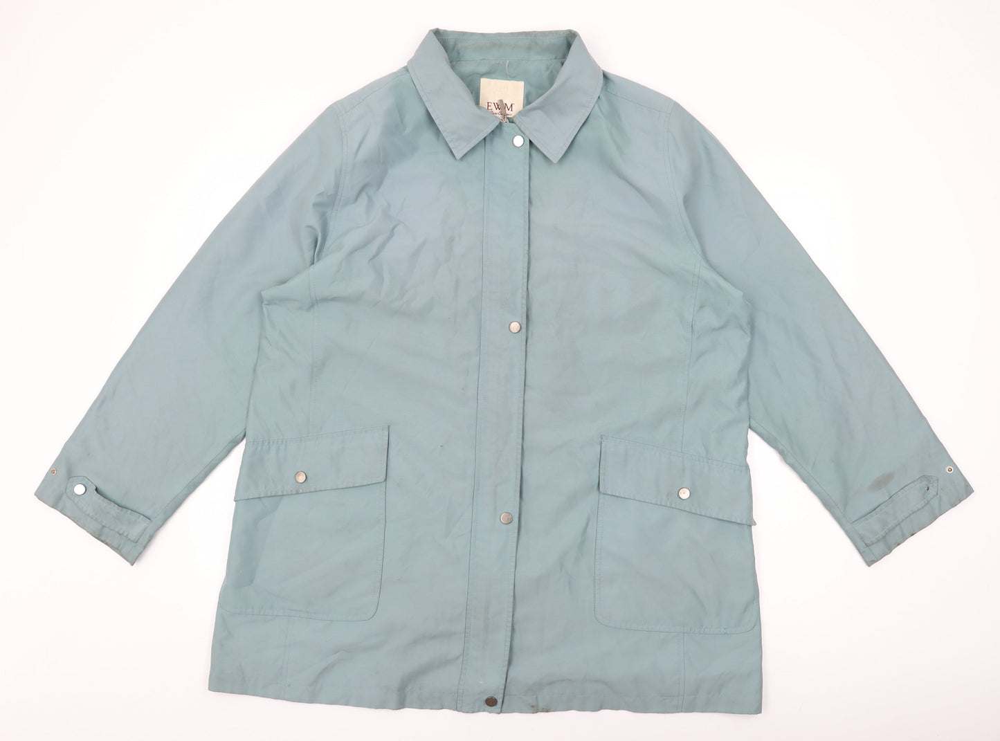 EWM Womens Blue Overcoat Coat Size 22 Zip