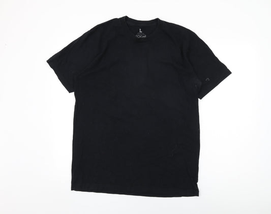 Soigne Mens Black Cotton T-Shirt Size L Round Neck - Spears 81