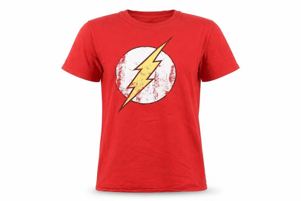 The Flash Womens Red Cotton Basic T-Shirt Size S Round Neck - The Flash, Lightning Bolt
