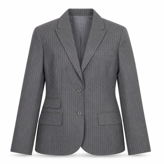Brooks Brothers Womens Grey Striped Wool Jacket Suit Jacket Size 14