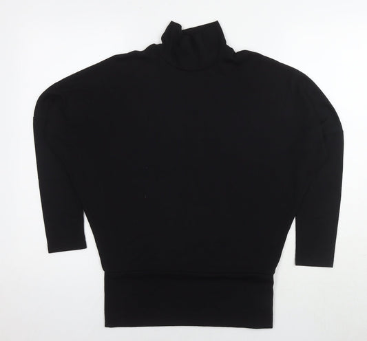River Island Womens Black Polyester Basic T-Shirt Size 8 Roll Neck