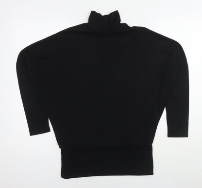 River Island Womens Black Polyester Basic T-Shirt Size 8 Roll Neck