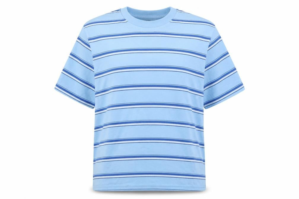 Blue Harbour Womens Blue Striped Cotton Basic T-Shirt Size M Round Neck