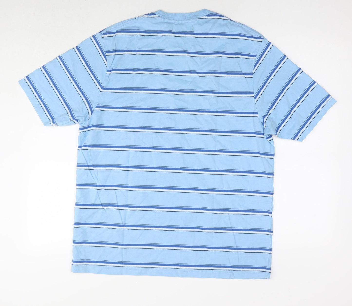 Blue Harbour Womens Blue Striped Cotton Basic T-Shirt Size M Round Neck