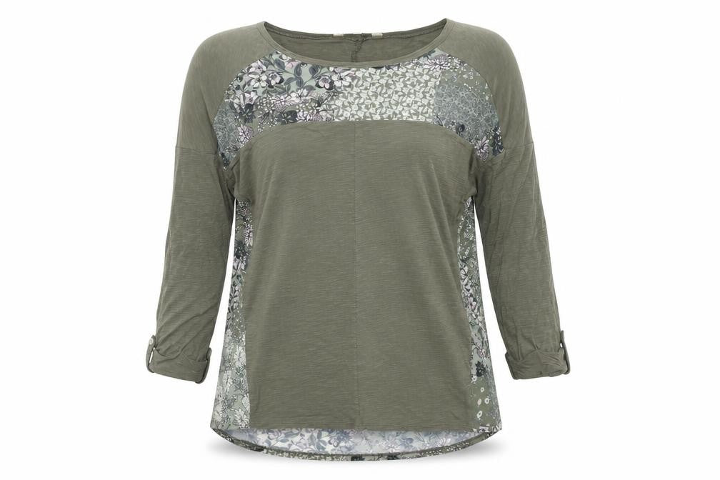 M&Co Womens Green Floral Viscose Basic Blouse Size 14 Round Neck