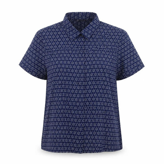 Marks and Spencer Womens Blue Floral Cotton Basic Button-Up Size 8 Collared