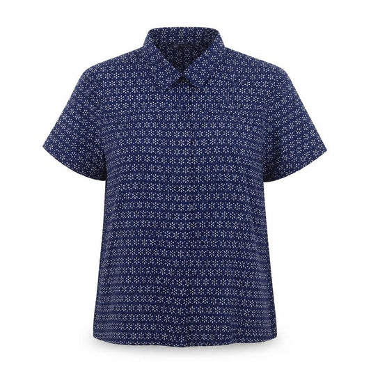 Marks and Spencer Womens Blue Floral Cotton Basic Button-Up Size 8 Collared