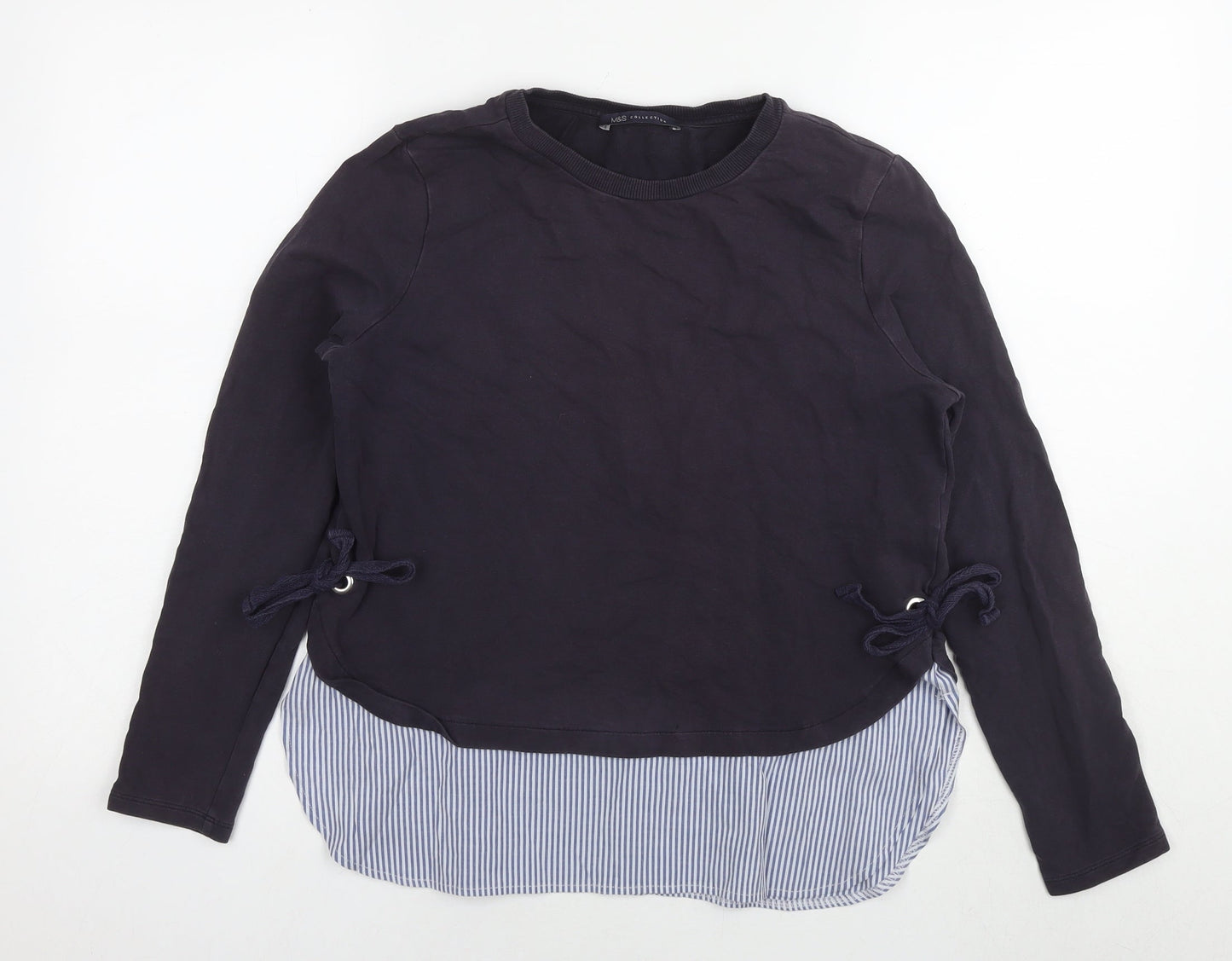 Marks and Spencer Womens Blue Cotton Pullover Sweatshirt Size 10 Pullover