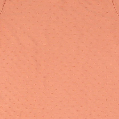 Marks & Spencer Womens Orange Polka Dot Viscose Basic T-Shirt Size 10 Round Neck