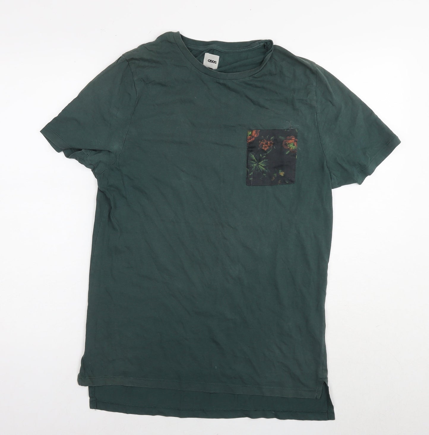 ASOS Mens Green Cotton T-Shirt Size S Round Neck