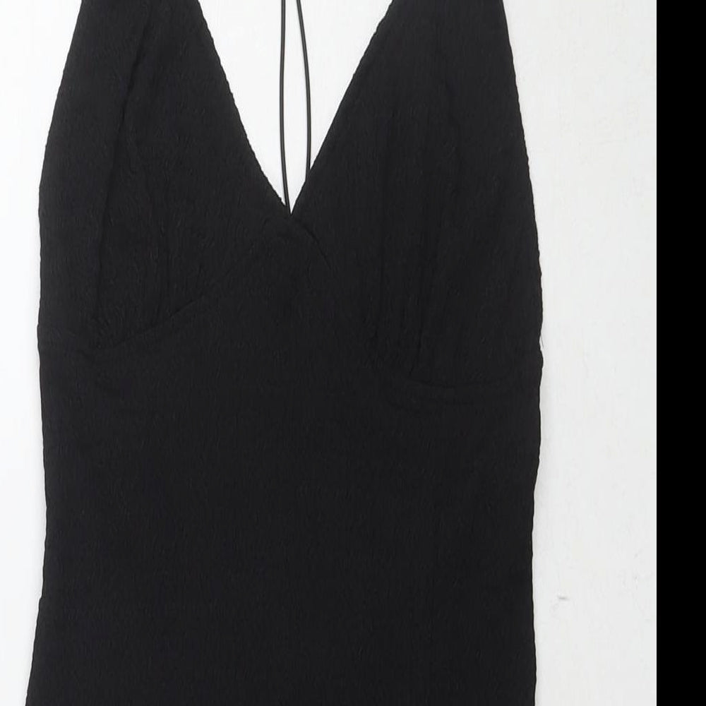 Divided by H&M Womens Black Polyester Bodycon Size S V-Neck Pullover
