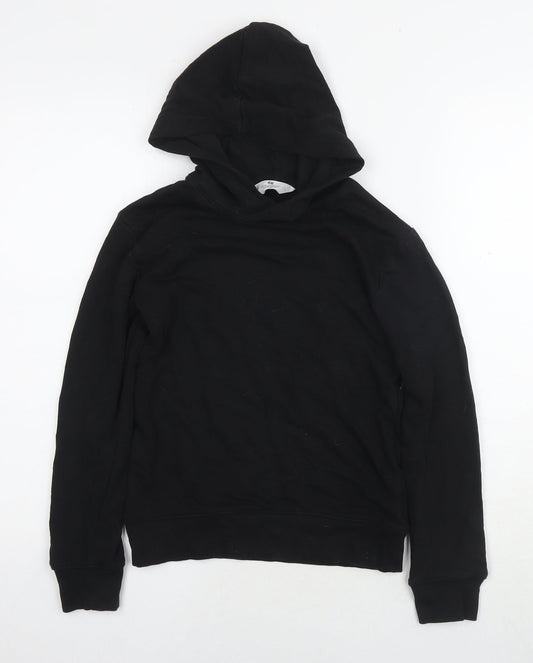 H&M Girls Black Cotton Pullover Hoodie Size 9-10 Years Pullover