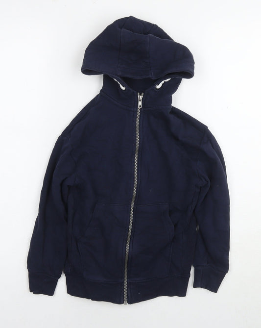 Marks and Spencer Boys Blue Cotton Full Zip Hoodie Size 7-8 Years Zip